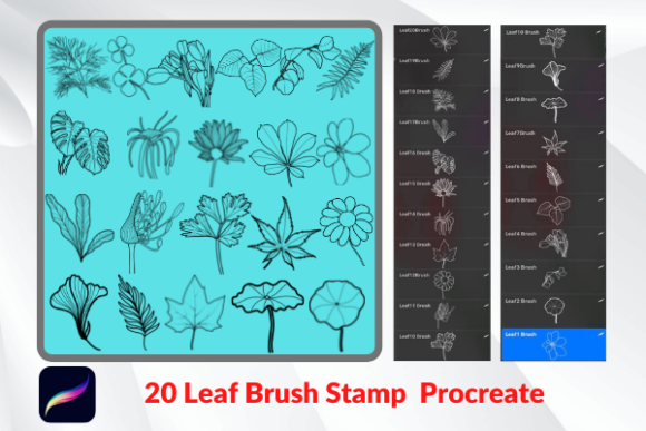20 Leaves Brush Stamp Procreate Guide
