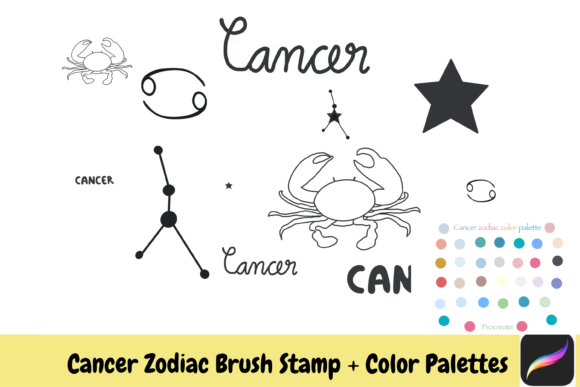 Cancer Sign Procreate Brush Stamps Color: Elevating Your Digital Art with Zodiac-Inspired Tools
