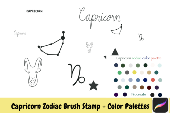 Capricorn Zodiac Brush Stamps for iPad