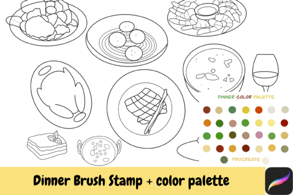Dinner Procreate Brush Stamps Color Ipad: Elevating Digital Menu Design