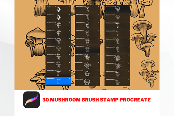 Enhancing Digital Botanical Art with the Mushroom Brush Stamp for Procreate
