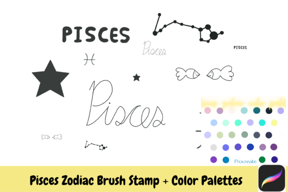 Pisces Zodiac Brush Stamps for iPad