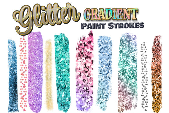 Ten Gradient Glitter Paint Strokes: Elevating Visual Strategy with Precision Design Assets