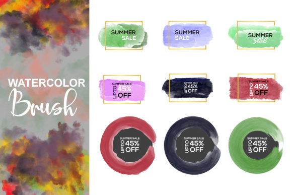 Watercolor Brush Collection with Frames