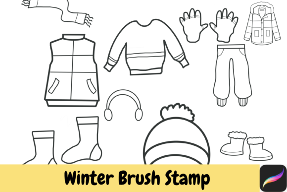 Winter Procreate Hand Drawn Brush Stamps